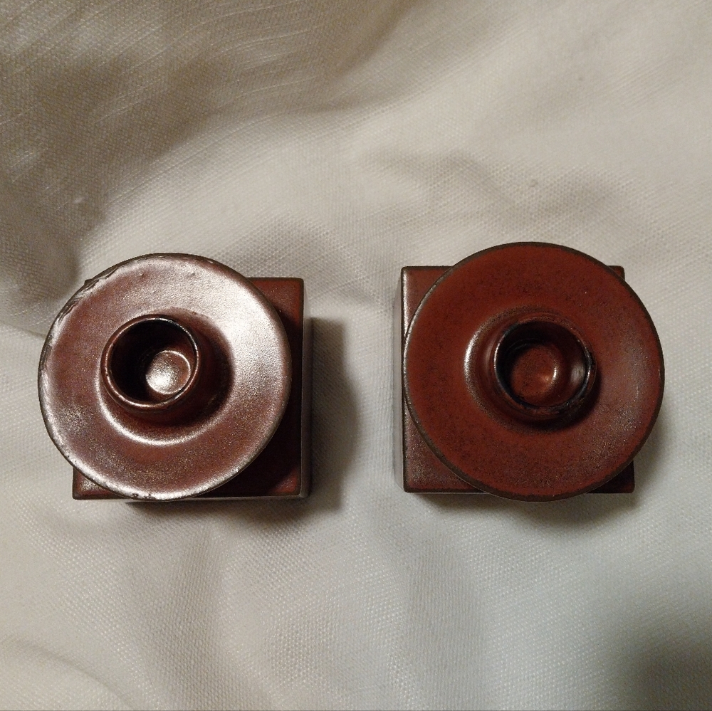 Vintage Made In Japan Mid-Century Ceramic Cube Candle Holders - Picture 5 of 6